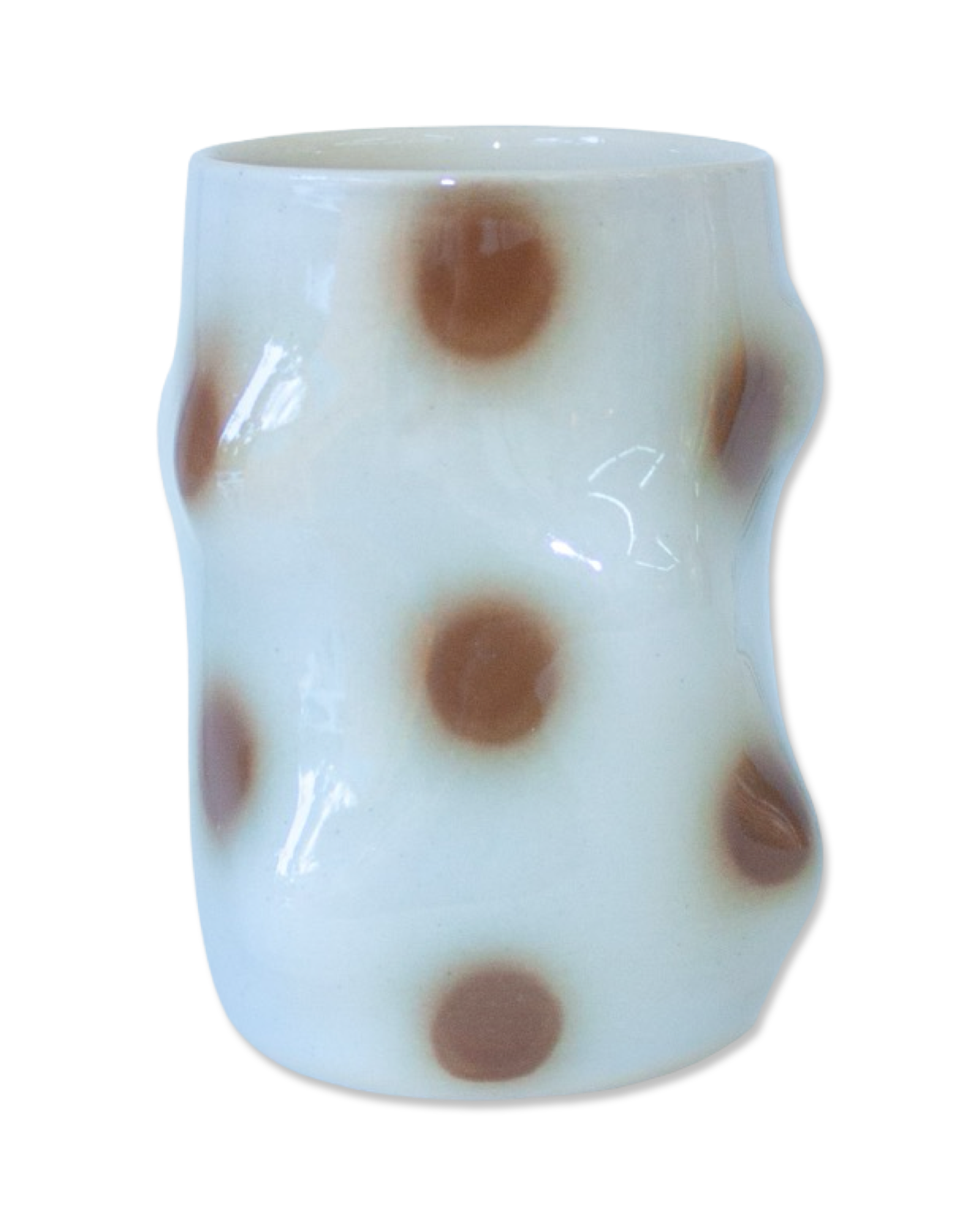 Blue and Brown Polka Dot Lump Cup