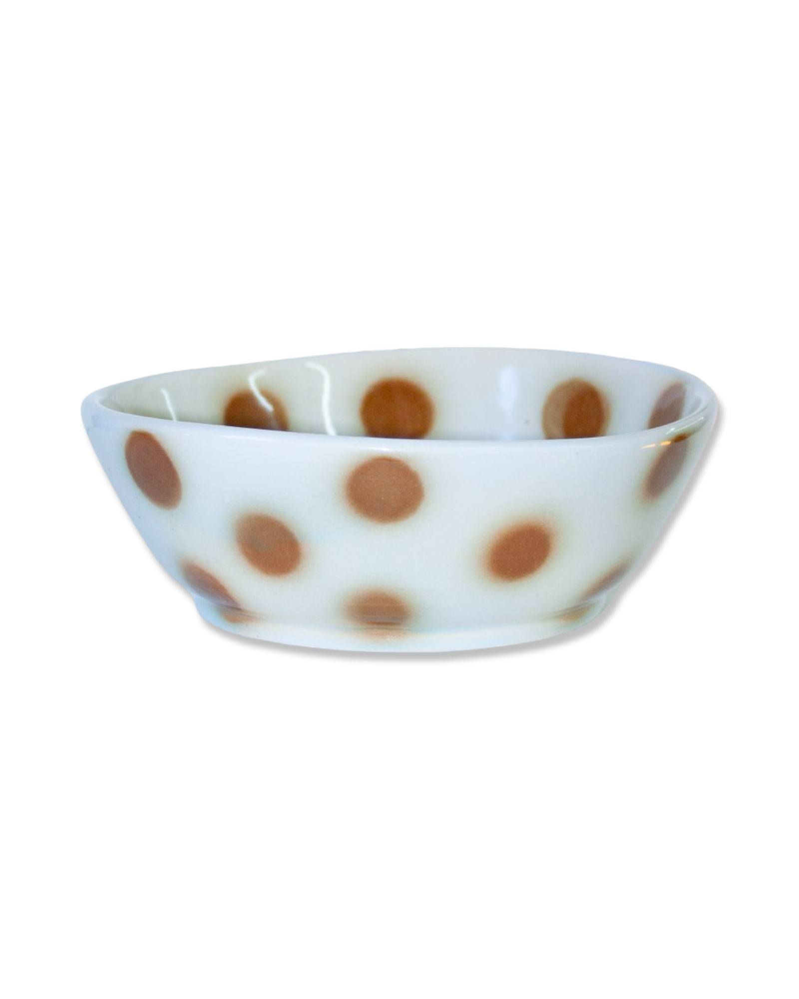 Blue and Brown Polka Dot Bowl