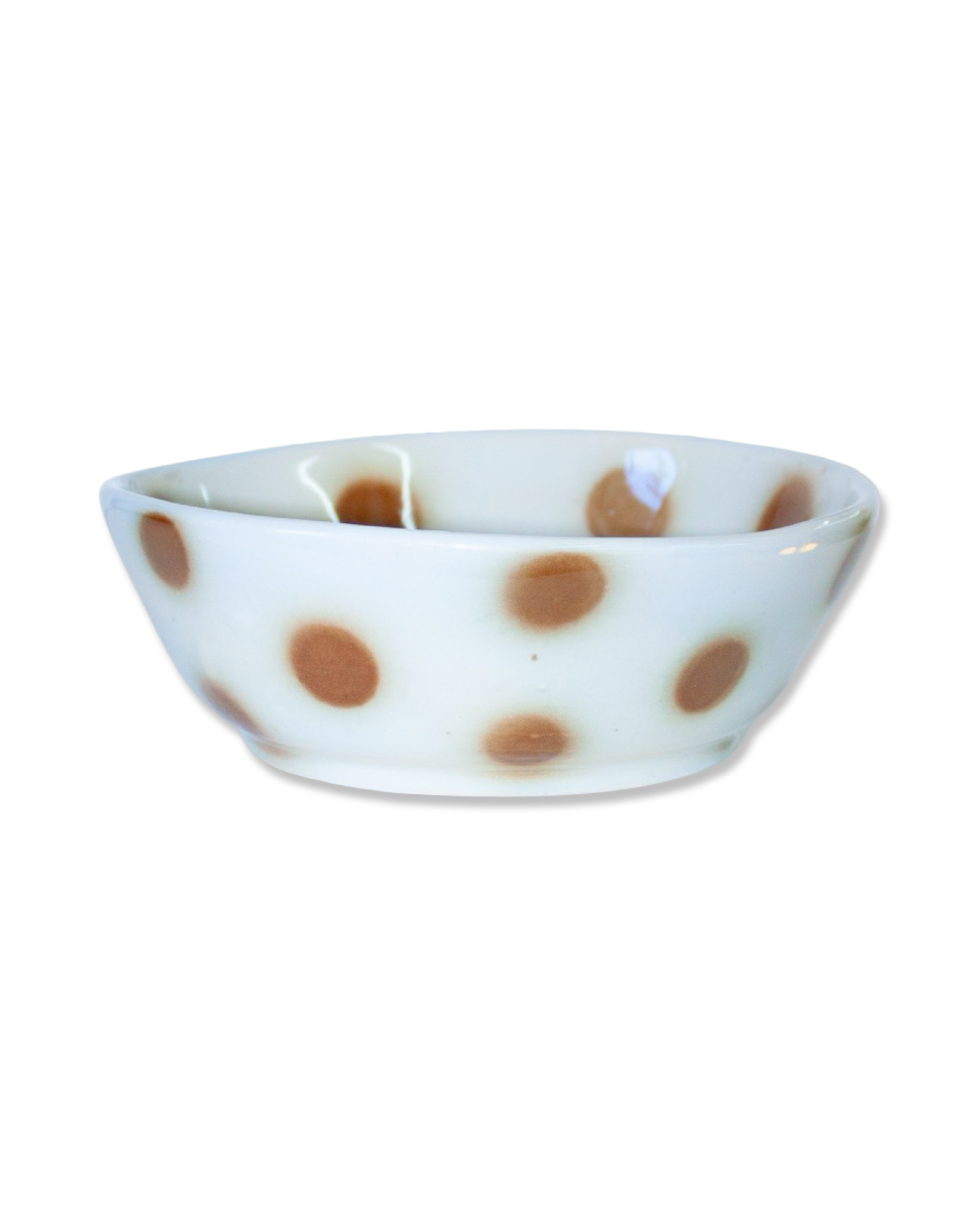 Blue and Brown Polka Dot Bowl