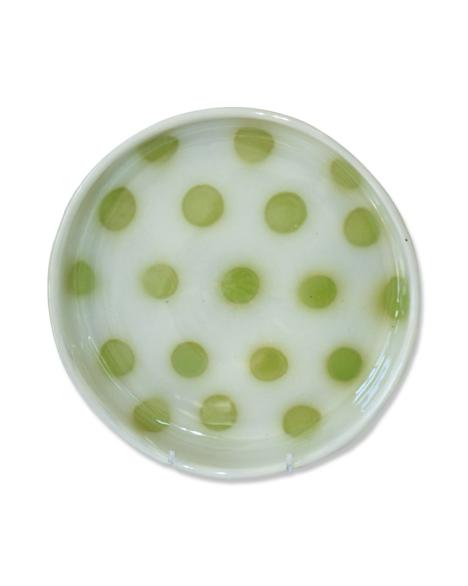 Gray and Green Polka Dot Plate