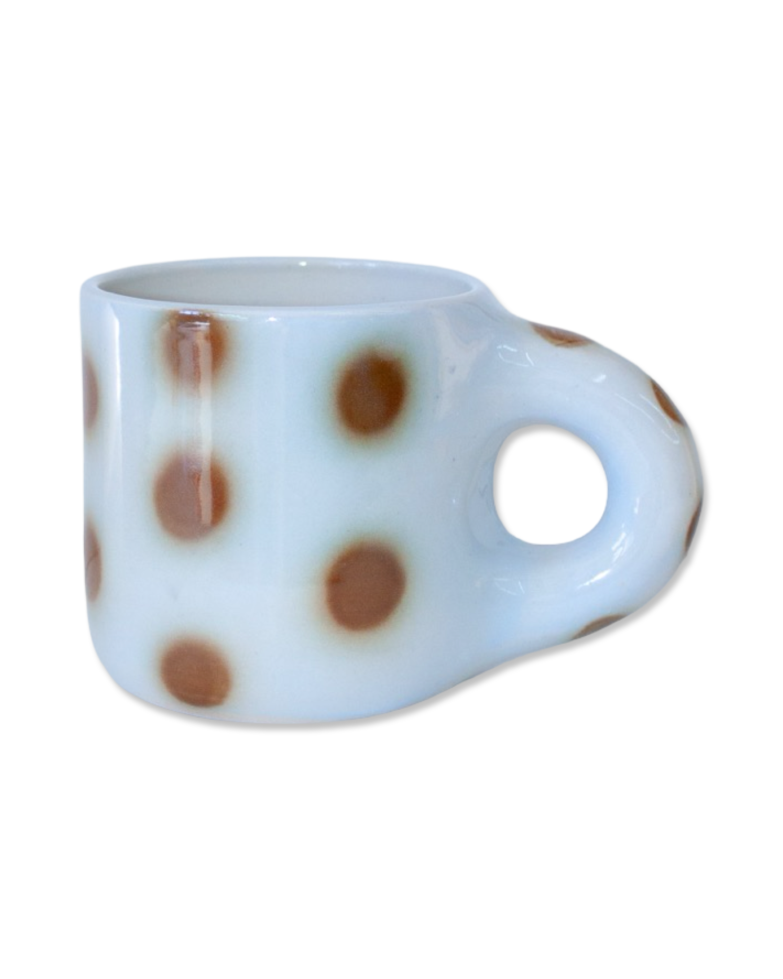 Blue and Brown Polka Dot Mug