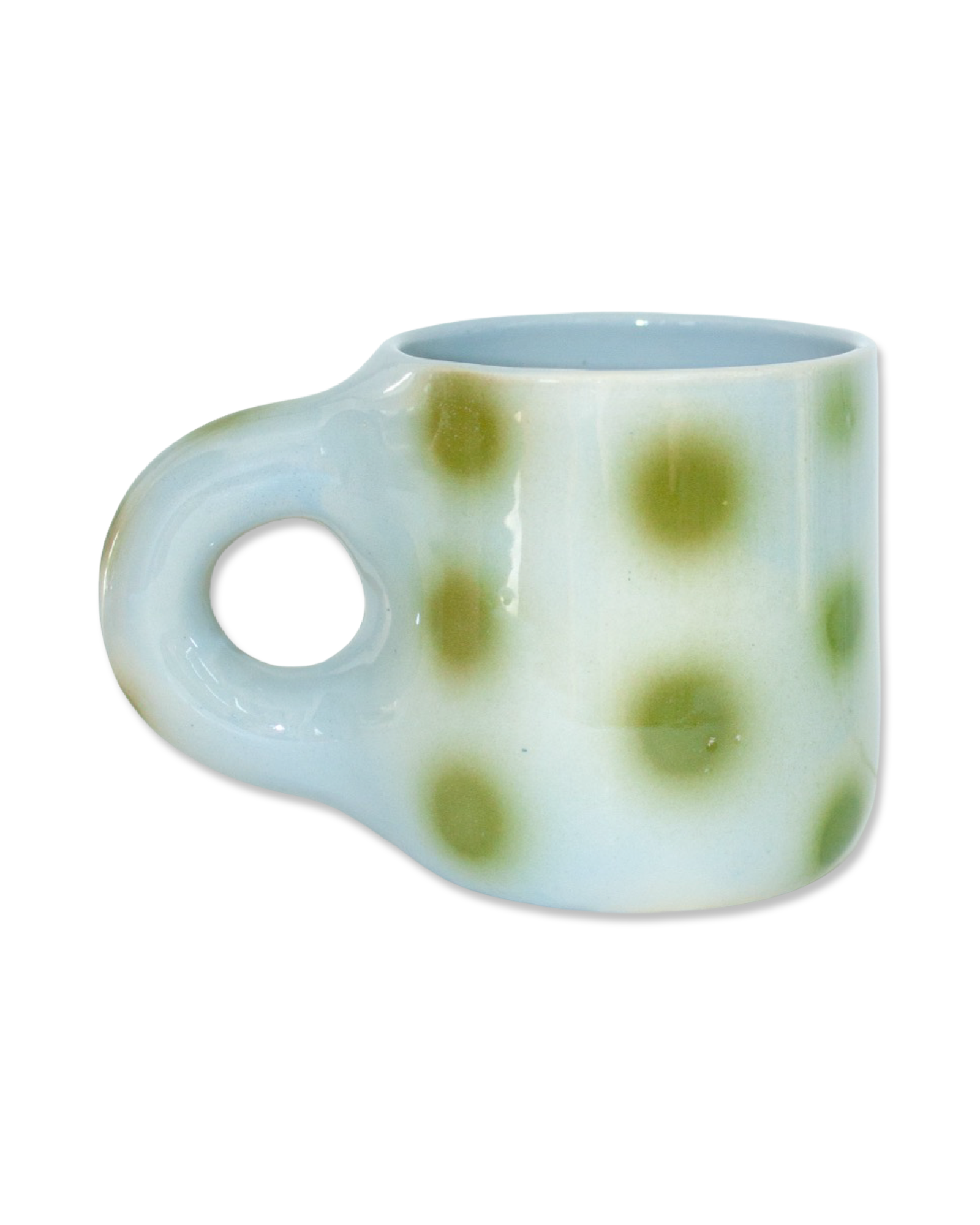 Gray and Green Polka Dot Mug