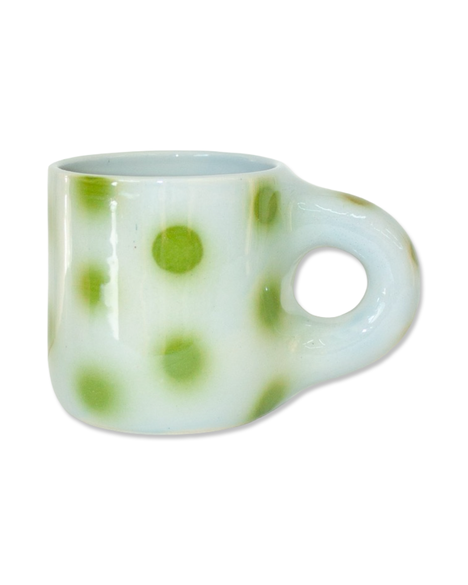 Gray and Green Polka Dot Mug