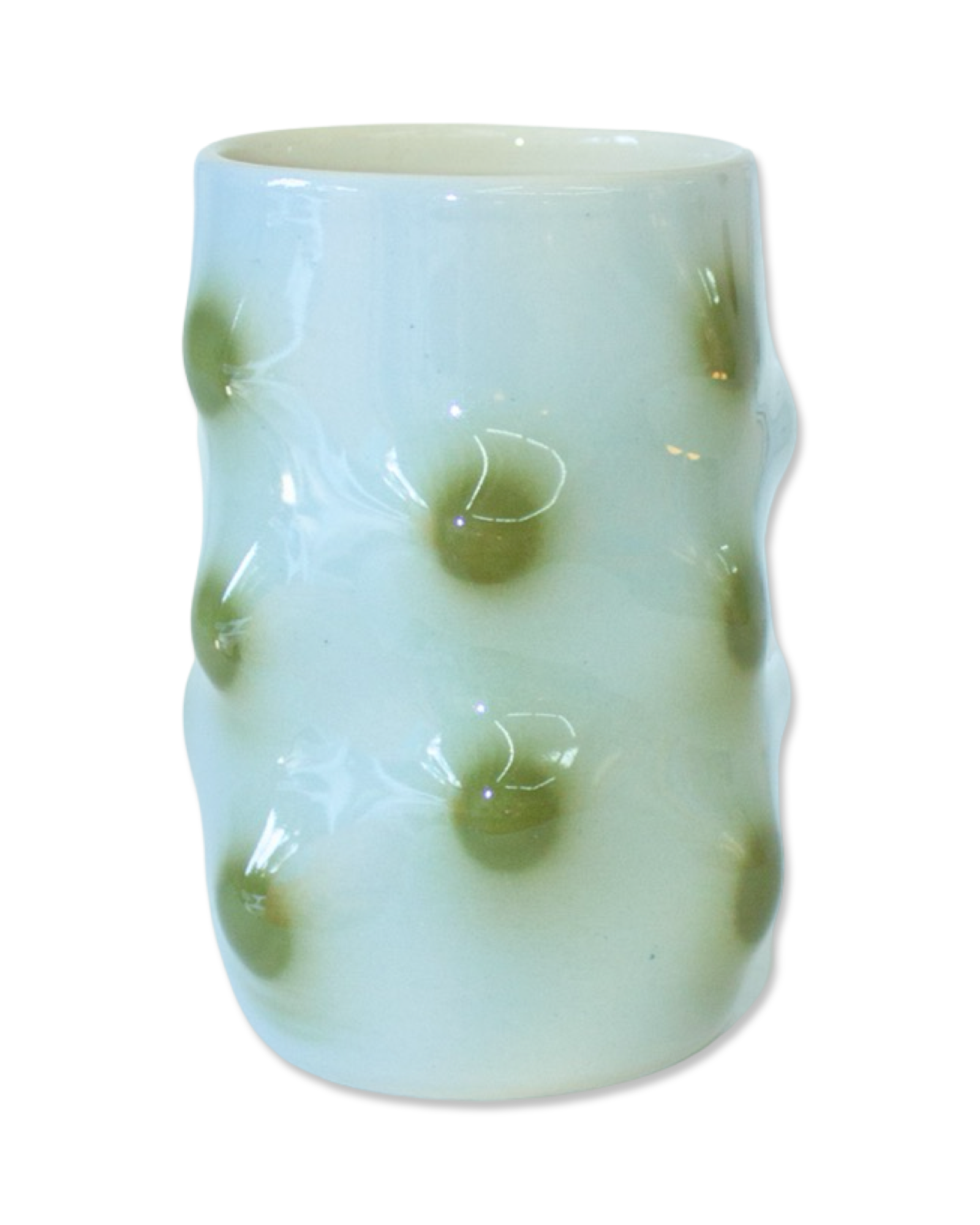 Gray and Green Polka Dot Lump Cup