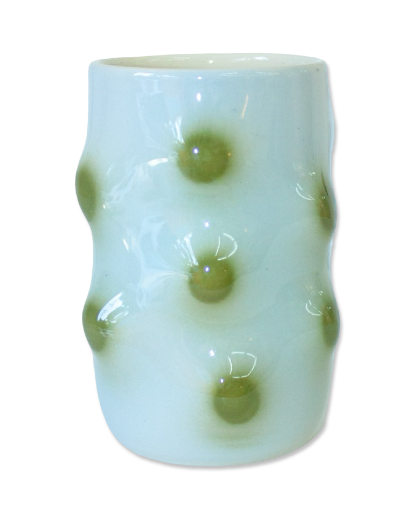 Gray and Green Polka Dot Lump Cup