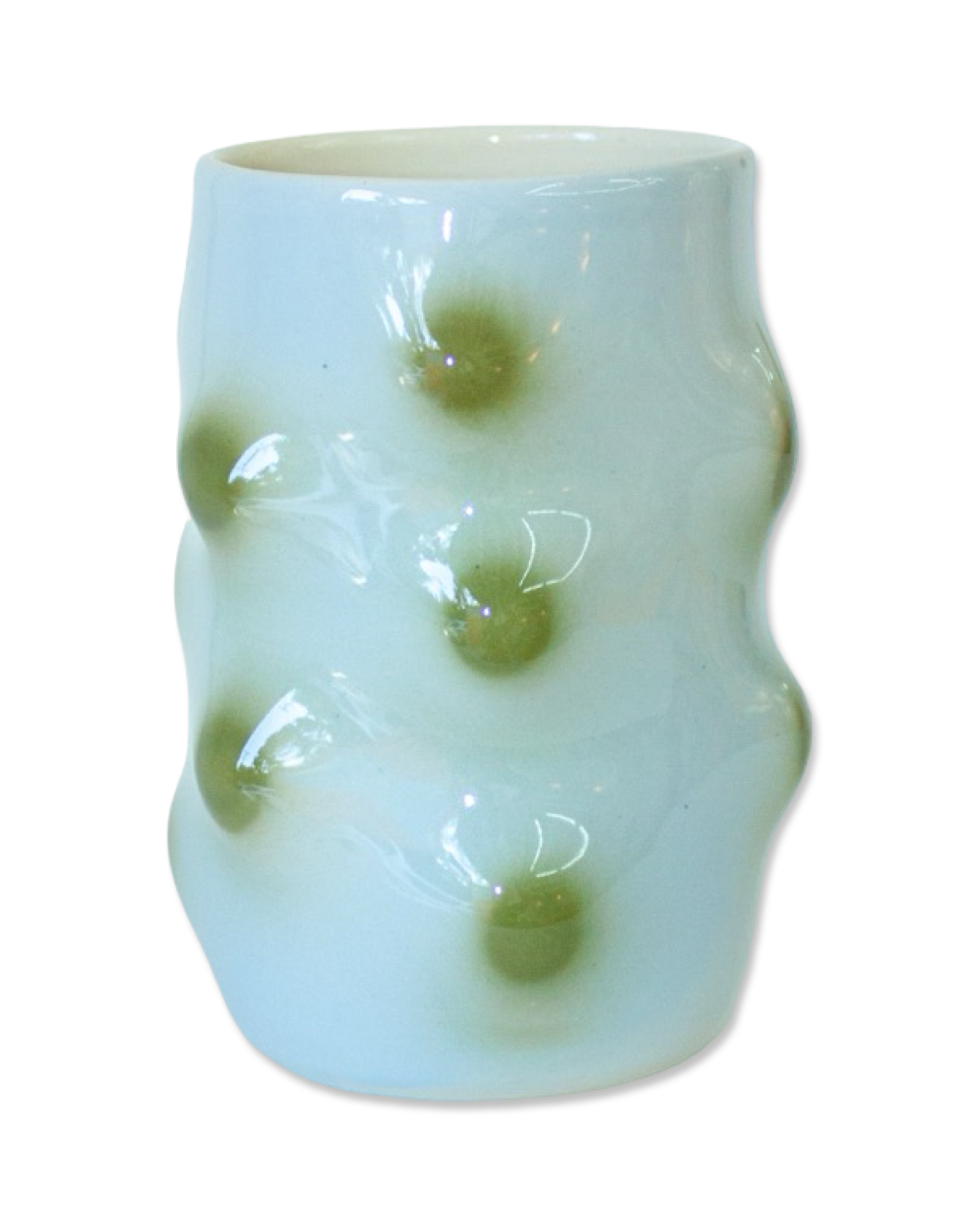 Gray and Green Polka Dot Lump Cup