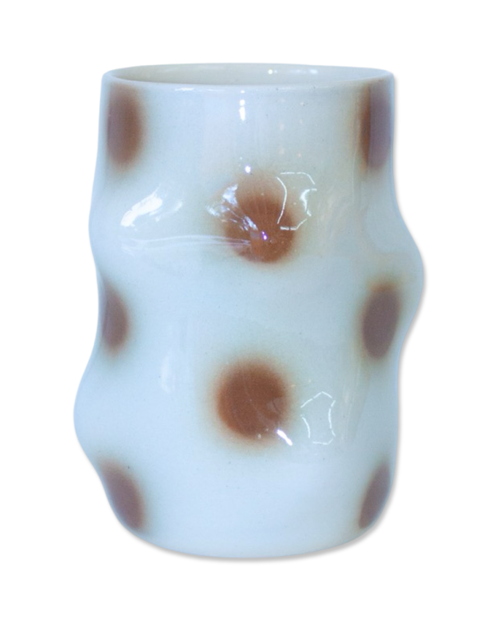 Blue and Brown Polka Dot Lump Cup